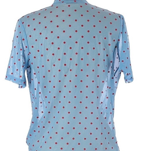 Zara Short Sleeve Sheer Twist Front Polka Dot Blouse - Picture 2 of 2